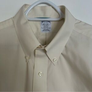 Brooks Brothers Regent Cream Button Down Dress Shirt Non-Iron 100% Cotton 17/36